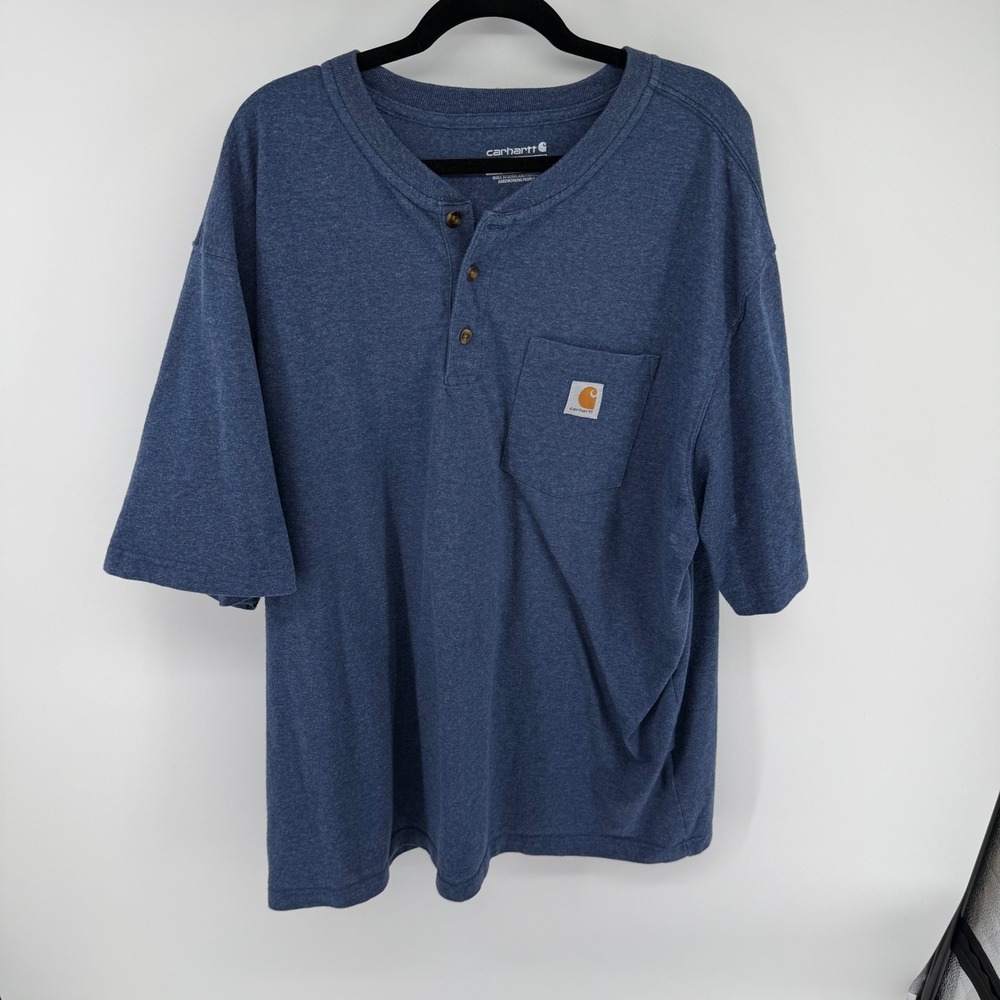 Carhartt Mens Loose Fit Henley T-Shirt Blue Heather TK0084-M 2XL